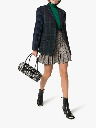 Shop Pushbutton Check Single-breasted Wool Blazer In Green