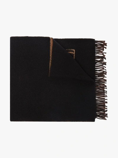 Shop Fendi Black Monogram Pocket Cashmere Wool Scarf