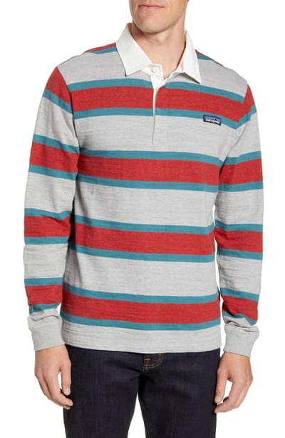 Shop Patagonia Rugby Stripe Polo Shirt In Rugby Drifter Grey