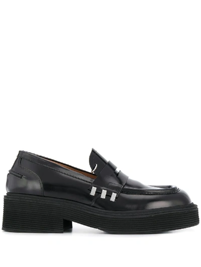 Shop Marni Metallic Details Chunky Loafers In Black