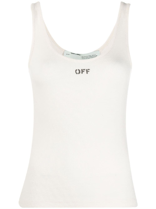 Off-White Logo Print Sleeveless Top In White | ModeSens