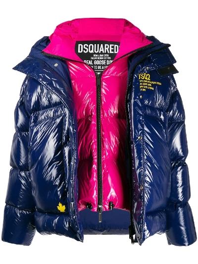 Shop Dsquared2 Xxl Feather Down Jacket In Blue