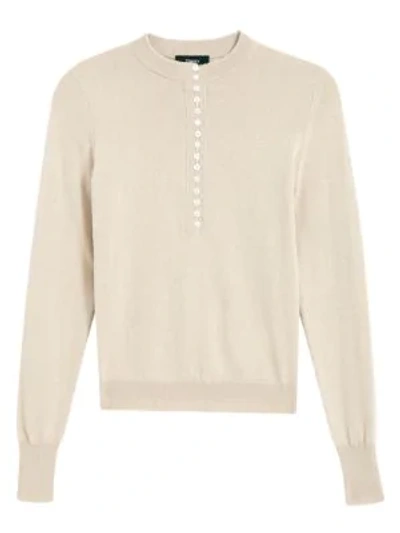 Shop Theory Cashmere Henley Placket In Oatmeal