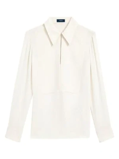 Shop Theory Classic Yoke Popover Collar Tunic In Ivory