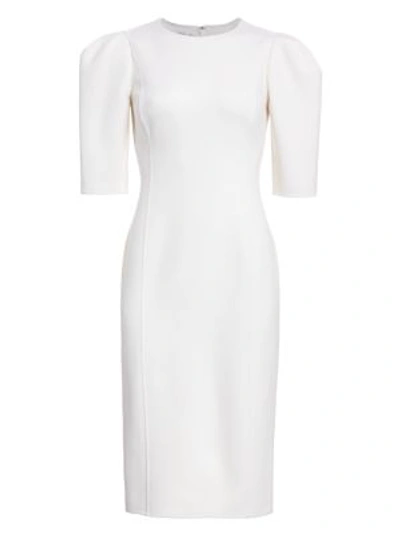 Shop Michael Kors Puff-sleeve Sheath Dress In White
