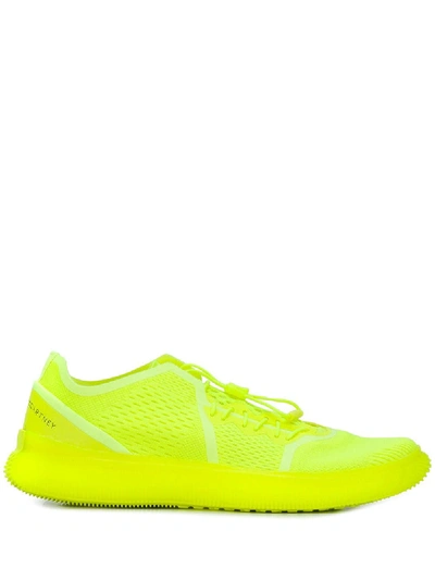 Shop Adidas By Stella Mccartney Pureboost Mesh Sneakers In Yellow