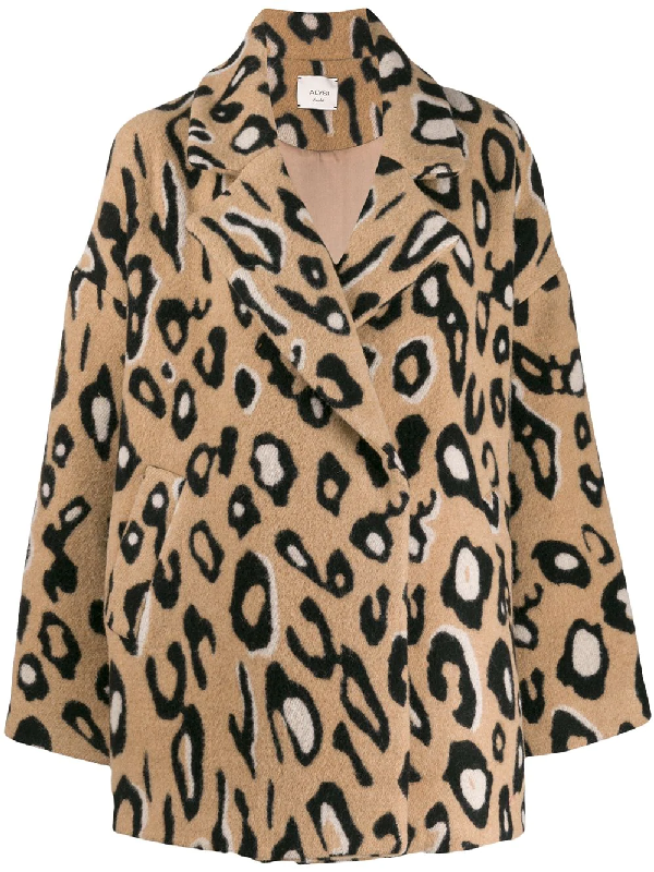 Alysi Leopard Print Coat In Brown | ModeSens
