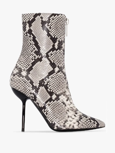 Ben Taverniti Unravel Project Unravel Project Grey 100 Snake Print Ankle Boots In Grey