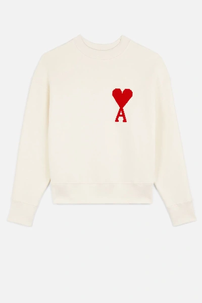 Shop Ami Alexandre Mattiussi Sweatshirt With Big Ami Coeur Patch In White