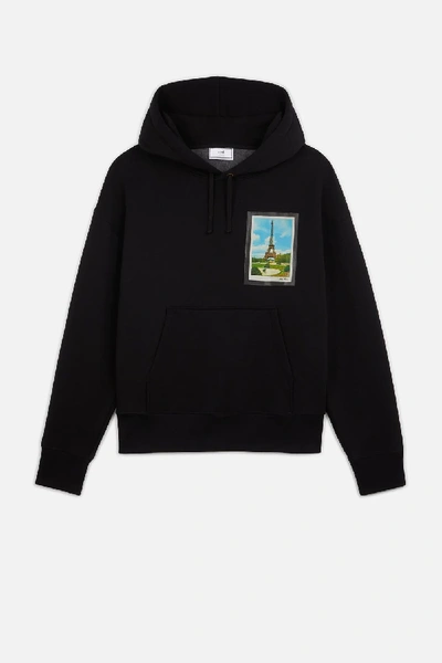 Shop Ami Alexandre Mattiussi Hoodie With Postcard Print In Black