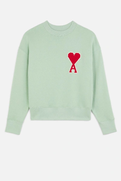 Shop Ami Alexandre Mattiussi Sweatshirt With Big Ami Coeur Patch In Green