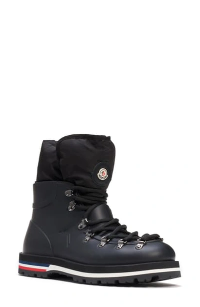 Shop Moncler Inaya Puffer Lined Hiking Rain Boot In Black