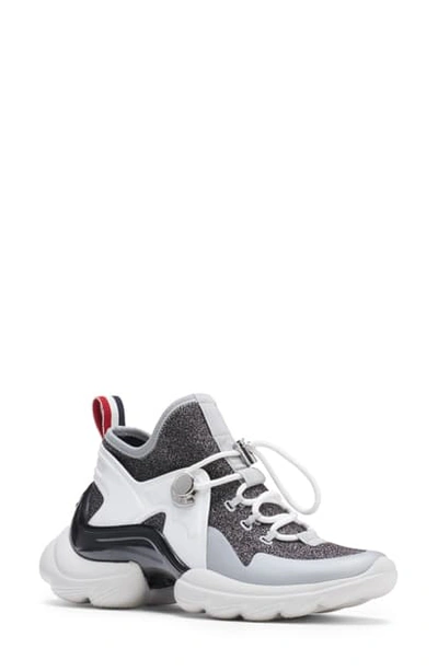 Shop Moncler Thelma Scarpa Mid Top Bootie Sneaker In Silver/ White/ Black