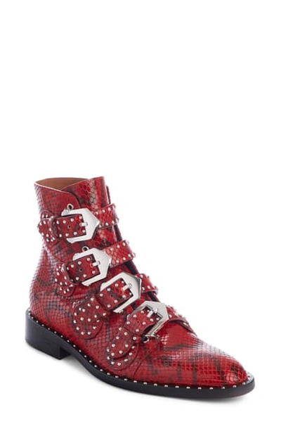 Shop Givenchy Studded Ankle Boot In Red