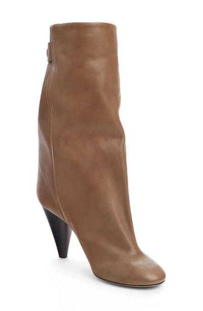 Shop Isabel Marant Lakfee Slouch Boot With Genuine Shearling Lining In Khaki