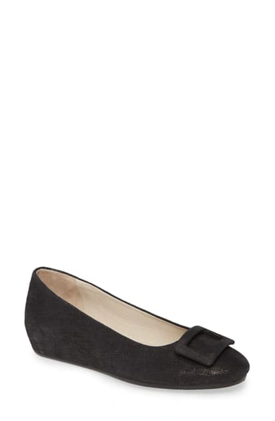 Shop Amalfi By Rangoni Vettore Buckle Hidden Wedge Skimmer In Black Leather