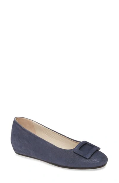 Shop Amalfi By Rangoni Vettore Buckle Hidden Wedge Skimmer In Navy Leather