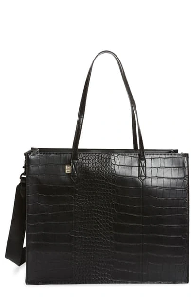 Shop Beis The Work Tote In Black Croc