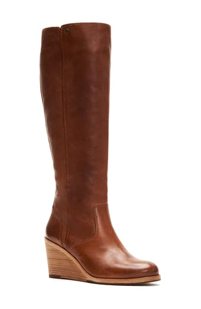 Frye Emma Wedge Tall Boots Women s Shoes In Tan ModeSens