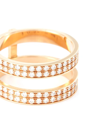 Shop Repossi 'berbère' Diamond 18k Rose Gold Two Row Ring In Metallic