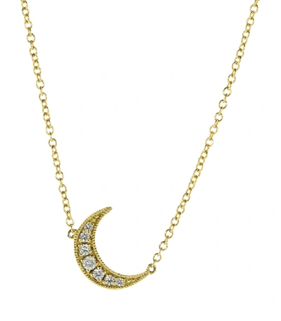 Shop Andrea Fohrman Crescent Moon Diamond Necklace In Ylwgold