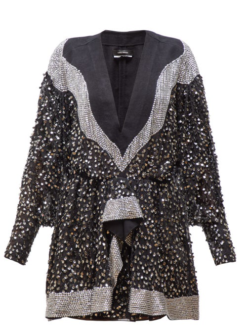 Isabel Marant Caldes Sequined-Embellished Chiffon And Cotton Mini Dress ...