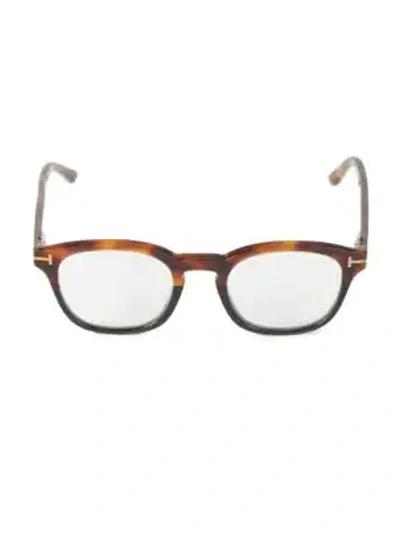 Shop Tom Ford 49mm Square Blue Block Optical Glasses In Havana