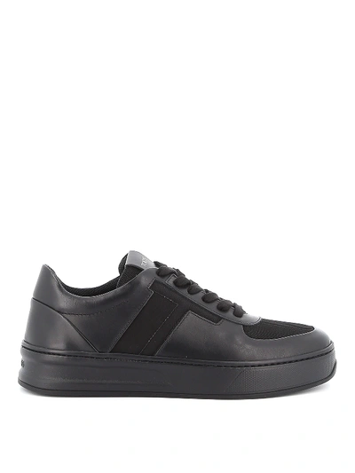 Shop Tod's Leather And Tech Mesh Sneakers In Black
