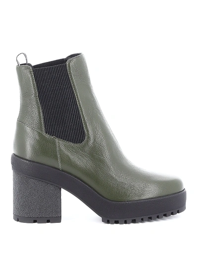 Shop Hogan H475 Leather Ankle Boots In Dark Green