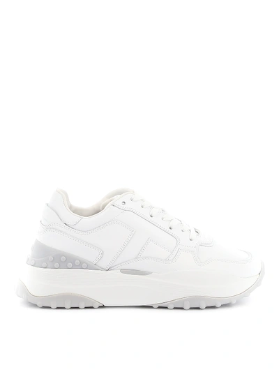 Shop Tod's White Leather Lace-up Sneakers