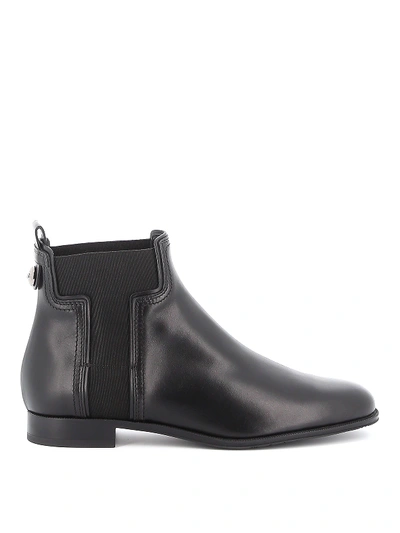 Shop Tod's Leather Chelsea Ankle Boots In Black