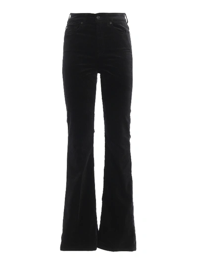Shop 7 For All Mankind Lisha Velvet Flared Trousers In Black