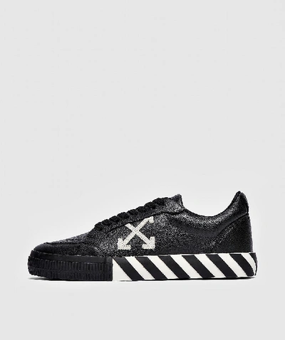 Off-white Black Leather Low Vulcanized Sneakers In Black / White