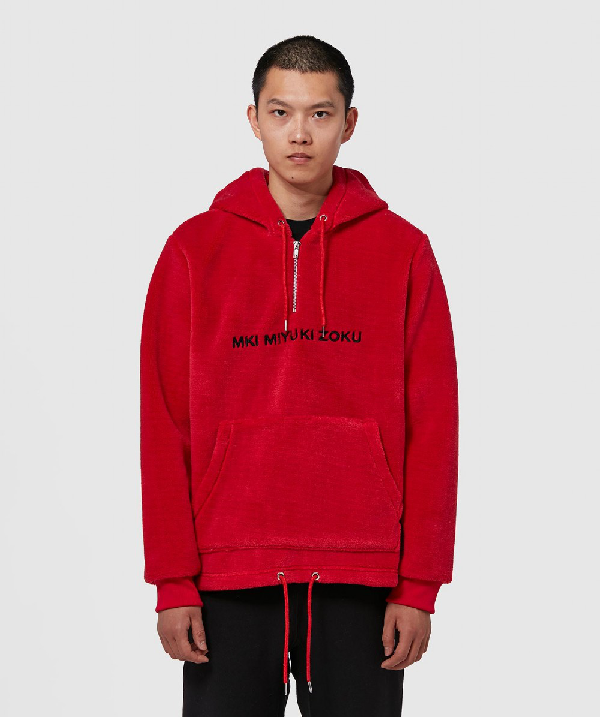 red sherpa hoodie