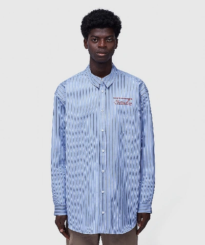 Martine Rose Embroidered Logo Shirt In Blue   ModeSens