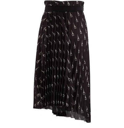 Shop Balenciaga Pleated Silk Skirt In Black