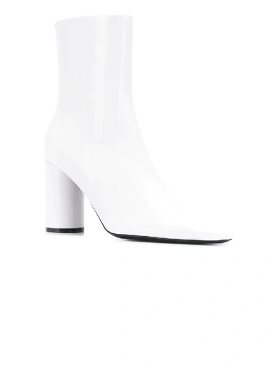 Shop Balenciaga Oval Leather Booties White