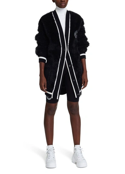 Shop Off-white Fake Fur College Cardigan In Black Black