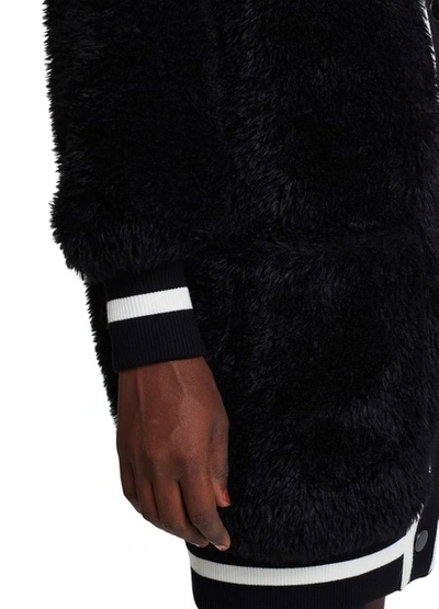 Shop Off-white Fake Fur College Cardigan In Black Black