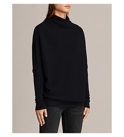 Shop Allsaints Ridley Wool And Cashmere-blend Jumper In Ink Blue