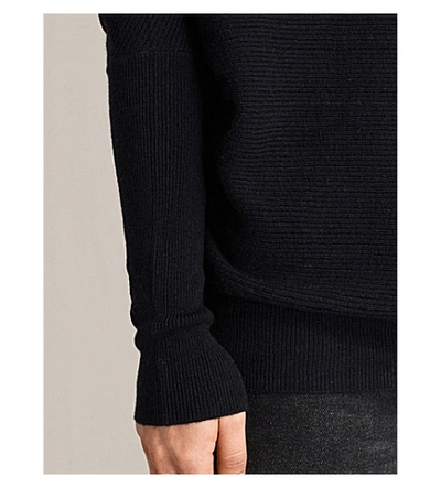 Shop Allsaints Ridley Wool And Cashmere-blend Jumper In Ink Blue