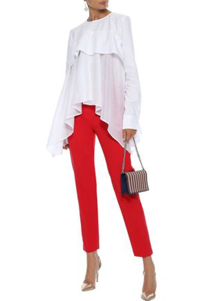 Shop Antonio Berardi Woman Wool-blend Slim-leg Pants Red