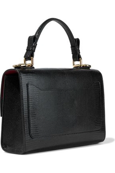 Shop Dolce & Gabbana Lucia Lizard-effect Leather Shoulder Bag In Black