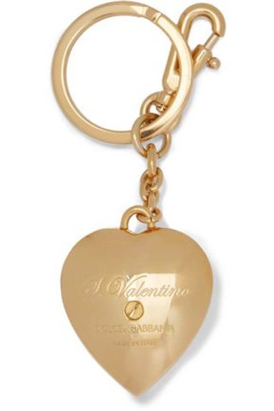 Shop Dolce & Gabbana Woman Gold-tone, Crystal And Enamel Keychain Gold