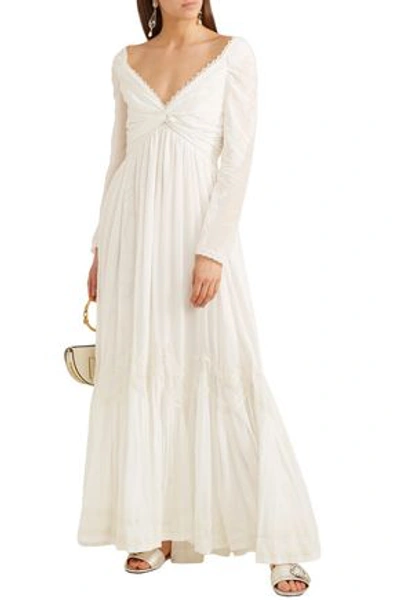 Shop Etro Woman Lace-trimmed Cotton And Silk-blend Maxi Dress White