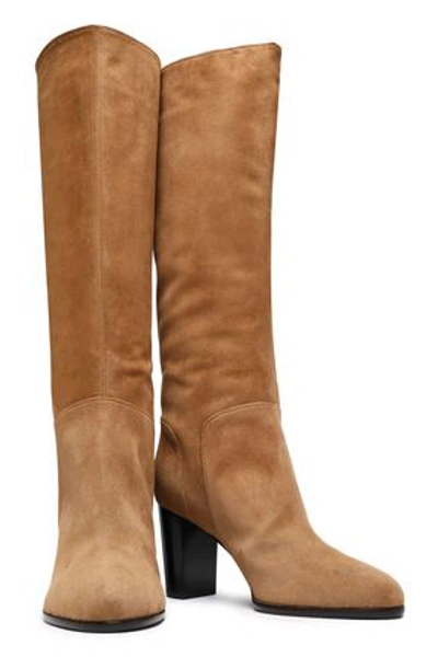 Shop Sergio Rossi Suede Knee Boots In Sand