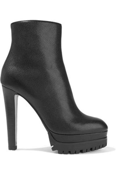 Shop Sergio Rossi Textured-leather Platform Ankle Boots In Black