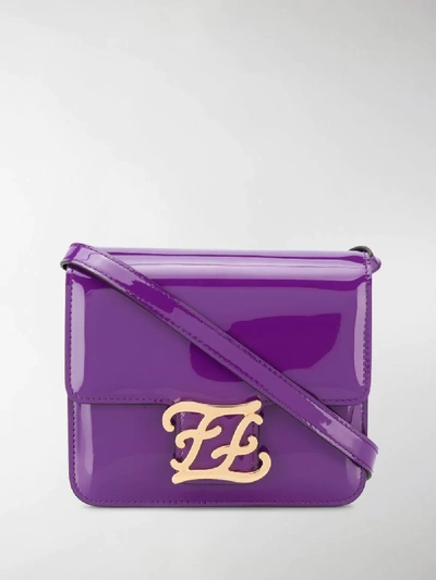 Shop Fendi Ff Karligraphy Shoulder Bag In Purple
