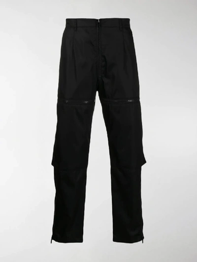 Shop Prada Zip Detailed Trousers In Black