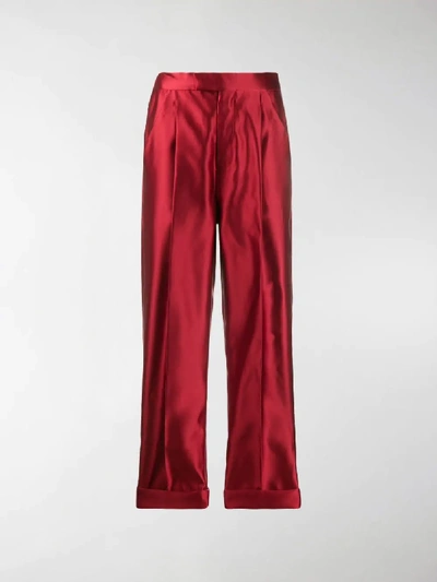 Shop Tom Ford Silk High-waisted Trousers In Red